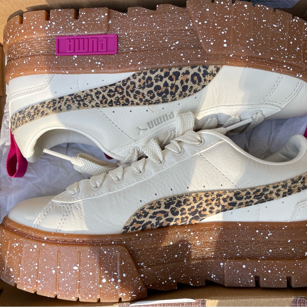 Puma Women's White and Brown Sneakers